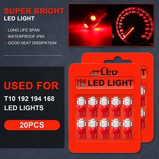 20x Red T10 194 5050 5-smd Led Led License Plate Instrument Cluster Light Bulb