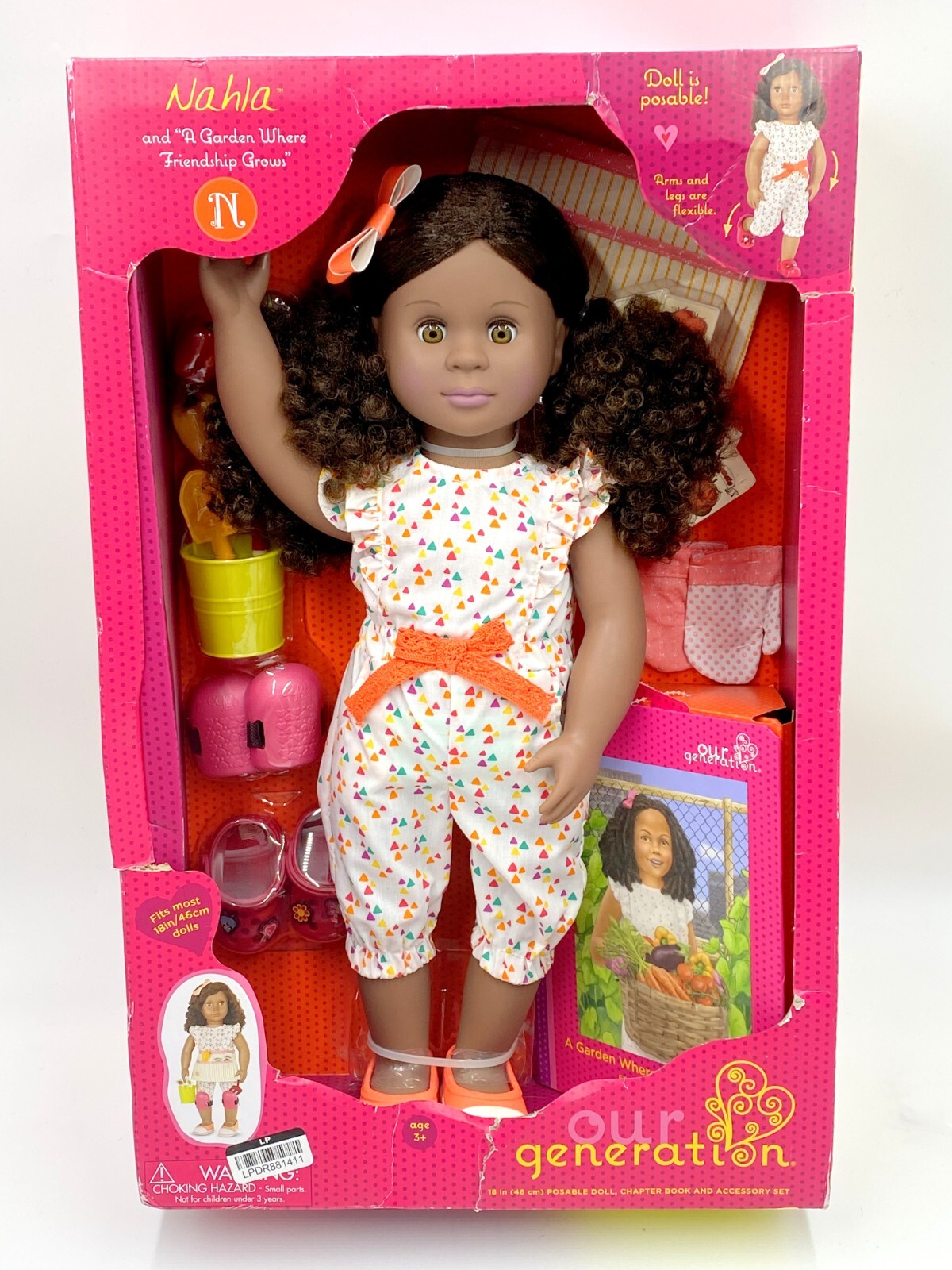 NIB DOLL 18" VINYL OUR GENERATION BLACK AA NAHLA A GARDEN WHERE FRIENDSHIP GROWS