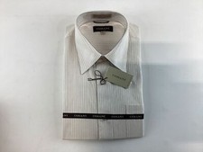 Mens Cosani Beige White Stripe Long Sleeve Button Down Cotton Dress Shirt NEW