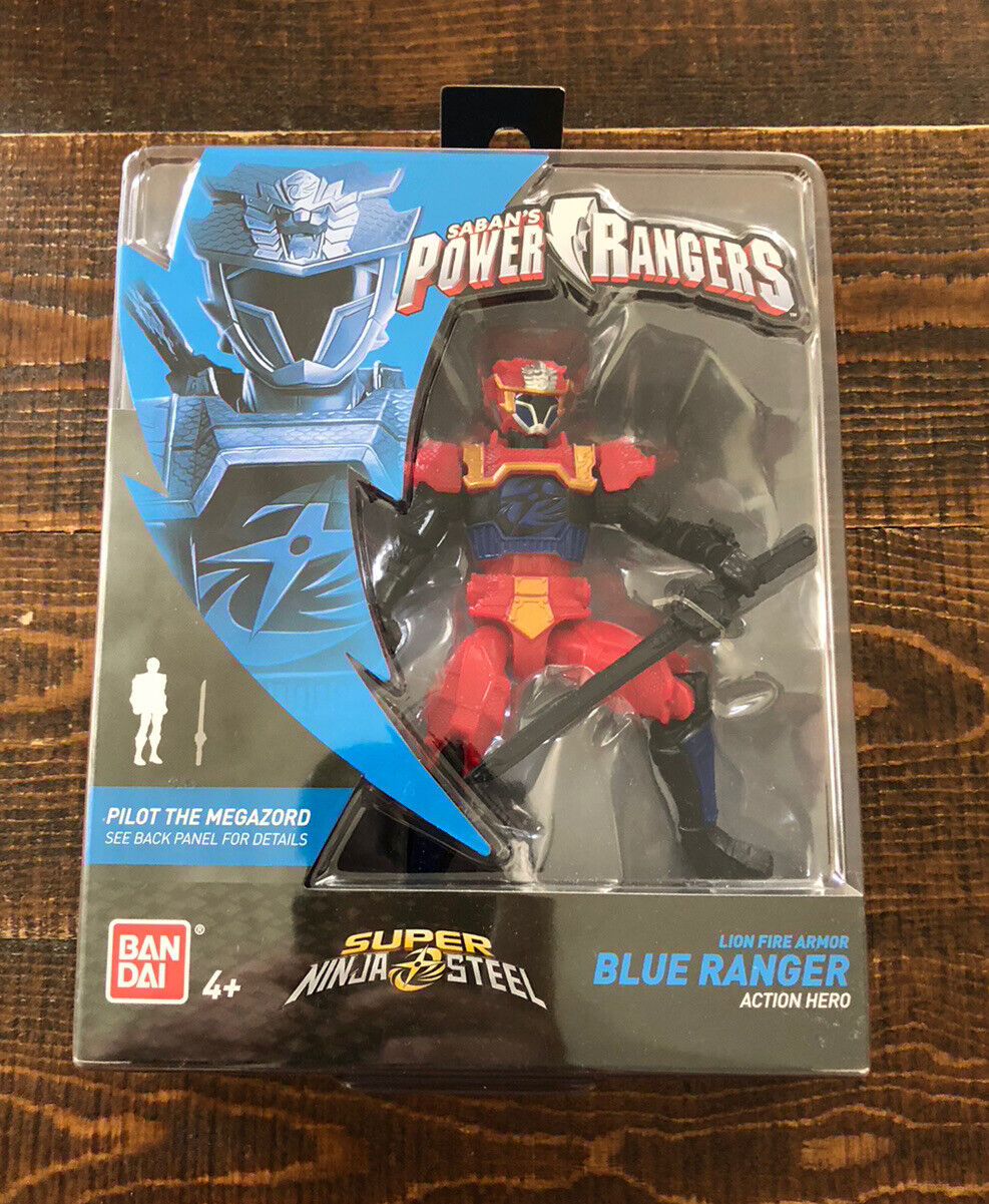 Bandai Power Rangers Super Ninja Steel Lion Fire Armor Blue Ranger Figure - NIB