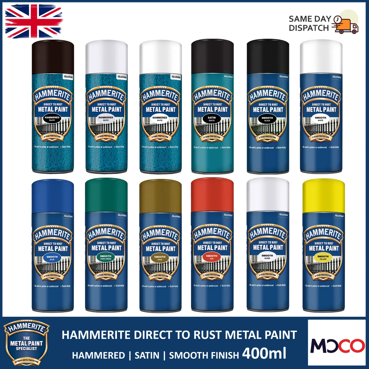 Hammerite Gloss Gold effect Metal paint, 400ml