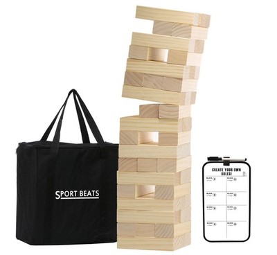 Medium Tower Game Outdoor Games 54 Blocks Stacking Game Includes Carry Bag