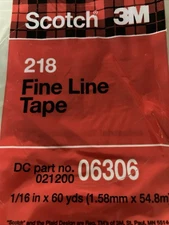 3M Scotch Fine Line Tape 1/16” By 60 Yards 218 Green Masking Paint for Painters
