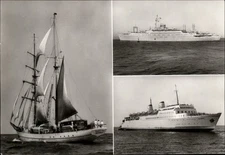 RPPC Sailing Ship Wilhelm Pieck Rostock Germany vintage postcard f949