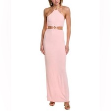 Alice + Olivia Marguerite Cutout Jersey Halterneck Maxi Dress English Rose Sz 6