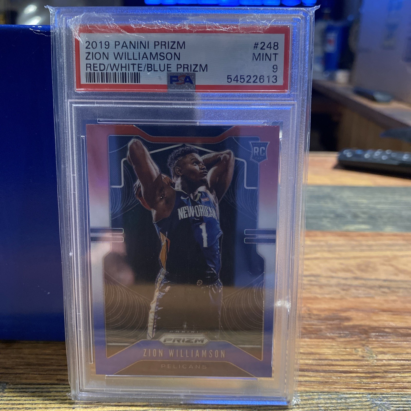 2019-20 Panini Prizm Rookie Zion Williamson #248 Red White Blue Prizm (RC) PSA 9
