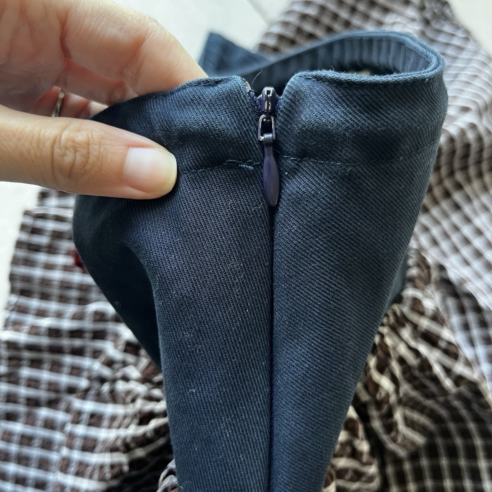 Sandro Checked Ruffled Mini Skort Navy Drawstring… - image 13