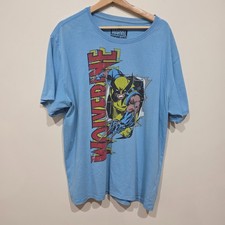 Marvel Wolverine Graphic T-Shirt Mens 3XL Blue Comic Print Tee 2013 X-Men
