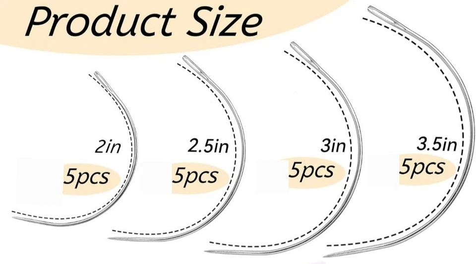 Paquete de agujas de coser curvas de alta resistencia, ideales para muebles de tapicería de cuero Foto 2 de 4