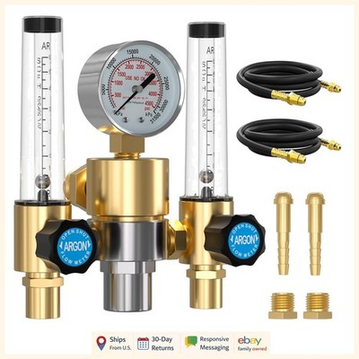 Gas Metering Regulator for Argon with 0-60 SCFH Flow and Durable Brass Design