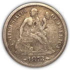 1873 Arrows Seated Liberty Dime Very Fine VF Coin, Scratched #26559