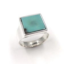 Anello in argento 925 turchese anello a fascia anello con sigillo massiccio...