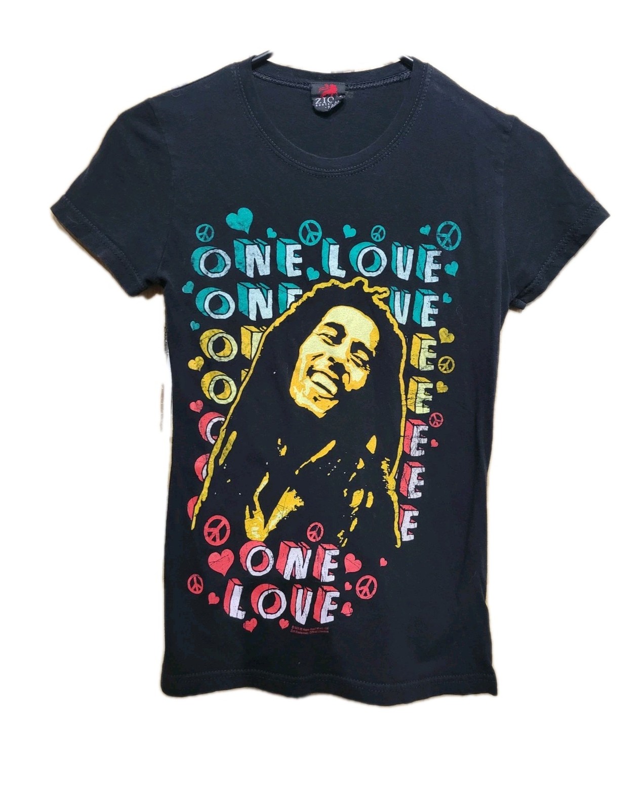 Zion Bob Marley One Love Womens T Shirt Small Black