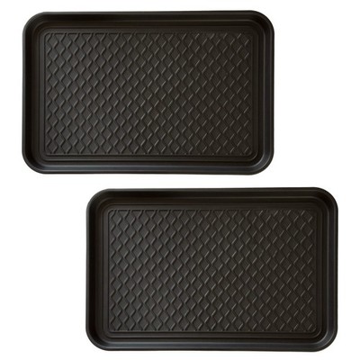 Stalwart All-Weather Boot Tray, Indoor/Outdoor Doormat - 2 Pack, Medium Black