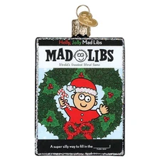 Old World Christmas HOLLY, JOLLY MAD LIBS (44302) Glass Ornament w/OWC Box
