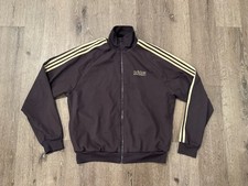 Adidas Track Jacket Mens Medium Tricot Gray Full Zip 3 Stripes Warm Up Polyester