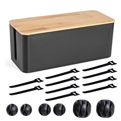 Cable Management Box - Wooden Style Cord Organizer Box to Hide Wires & Power ...