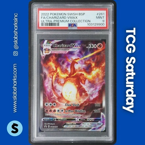 2022 POKEMON SWSH BLACK STAR PROMO CHARIZARD UPC #SWSH261 CHARIZARD VMAX PSA 9
