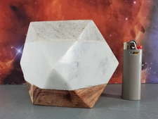 WOOD MARBLE ONYX OCTOGON GLOSSY  4"  OBJECT D'ART PIECE TABLE SHELF DISPLAY VTG