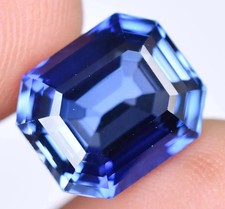 15.12 Ct Natural Blue Ceylon Sapphire Certified Emerald Cut Loose Gemstone