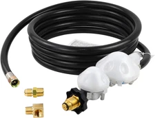 12FT Propane Hose w/ Regulator F273684 3/8" MF x 3/8in MP Street Elbow Heater RV