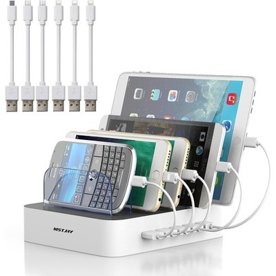 Charging Station for Multiple Devices, MSTJRY 5 Port Multi USB-A Charger Station