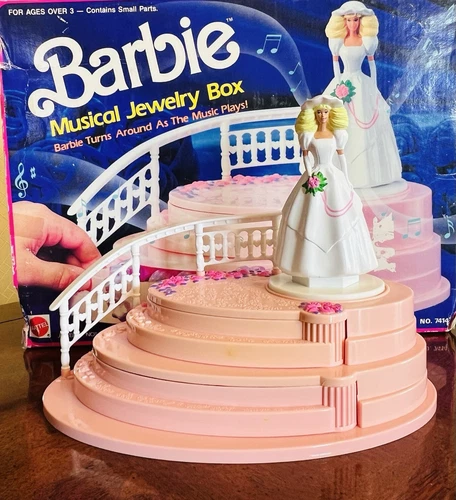 Vintage 1990 Barbie #7414 Musical Jewelry Box ARCO Spinning Figure Works!