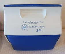 Vintage Plastic AT&T Advertising Employee Gift 1993 IGLOO Mini Mate Cooler Blue