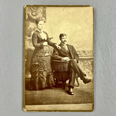 #ad Antique 1881 Photo Cabinet Card Identified Chicago Illinois Mr amp; Mrs Lang Portra $30.00