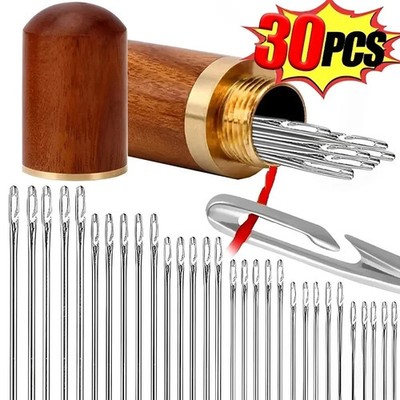 30 Stück Selbsteinfädelnde Nähnadeln Seitenloch Blindnadeln ältere Hand DIY