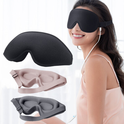 Luxurious Soft Padded 3D Sleep Mask – Blackout Blindfold For Travel & Sleeping – Black