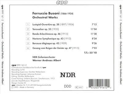WERNER ANDREAS ALBERT BUSONI: ORCHESTRAL WORKS NEW CD