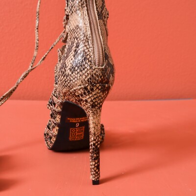 Jeffrey Campbell Advent Snakeskin Leather Knee Lace Up Sandals 6