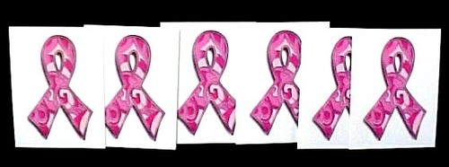 Nastro mimetico paisley rosa sensibilizzazione tatuaggio temporaneo cancro al seno 6 pezzi nuovo - Foto 4 di 4