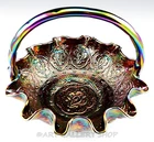 Vintage Fenton AMETHYST CARNIVAL ART GLASS PERSIAN MADALLION 8" BASKET W/ HANDLE