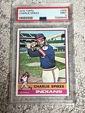 PSA 9 MINT BASEBALL CARD 1976 TOPPS CHARLIE SPIKES CLEVELAND INDIANS
