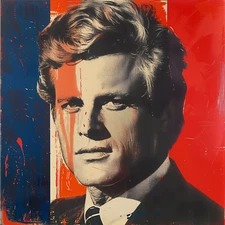 🇺🇸 Edward Kennedy Art 🖼️ | Signed | 1/25 COA | Andy Warhol | Giclée 24x24 V11