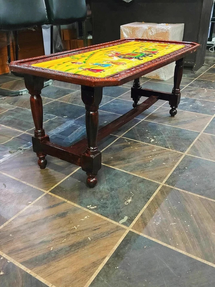 Wooden Coffee Table Hand painted Solid Folding Table Handmade Cocktail Table - Image 2 of 4