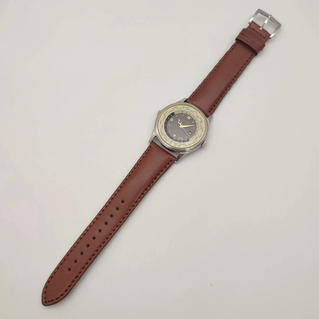 Hamilton World Time 8984 Quartz Black Dial Date Roman index Mens