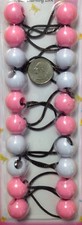 pink white ELASTIC PONYTAIL HOLDER JUMBO BEAD GIRL HAIR SCRUNCHIE KNOCKER BALL