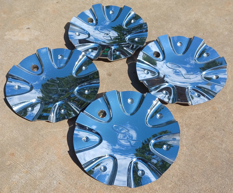 Juego de 4 tapas centrales de rueda personalizadas Chrome Xpressions, cromo, pieza número 5 Foto 2 de 4