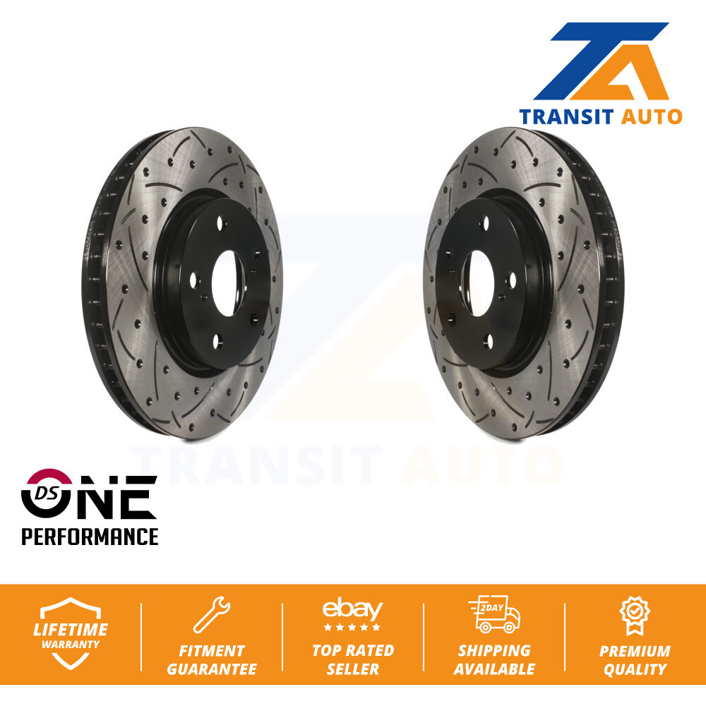 Front Coated Drilled Slotted Disc Brake Rotors Pair For Lexus IS250