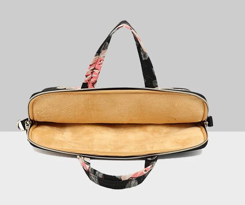 Canvas Handbag Women Briefcase 13.3 inch Laptop Bag Shoulder Bag Messenger Bag - Image 3 of 4