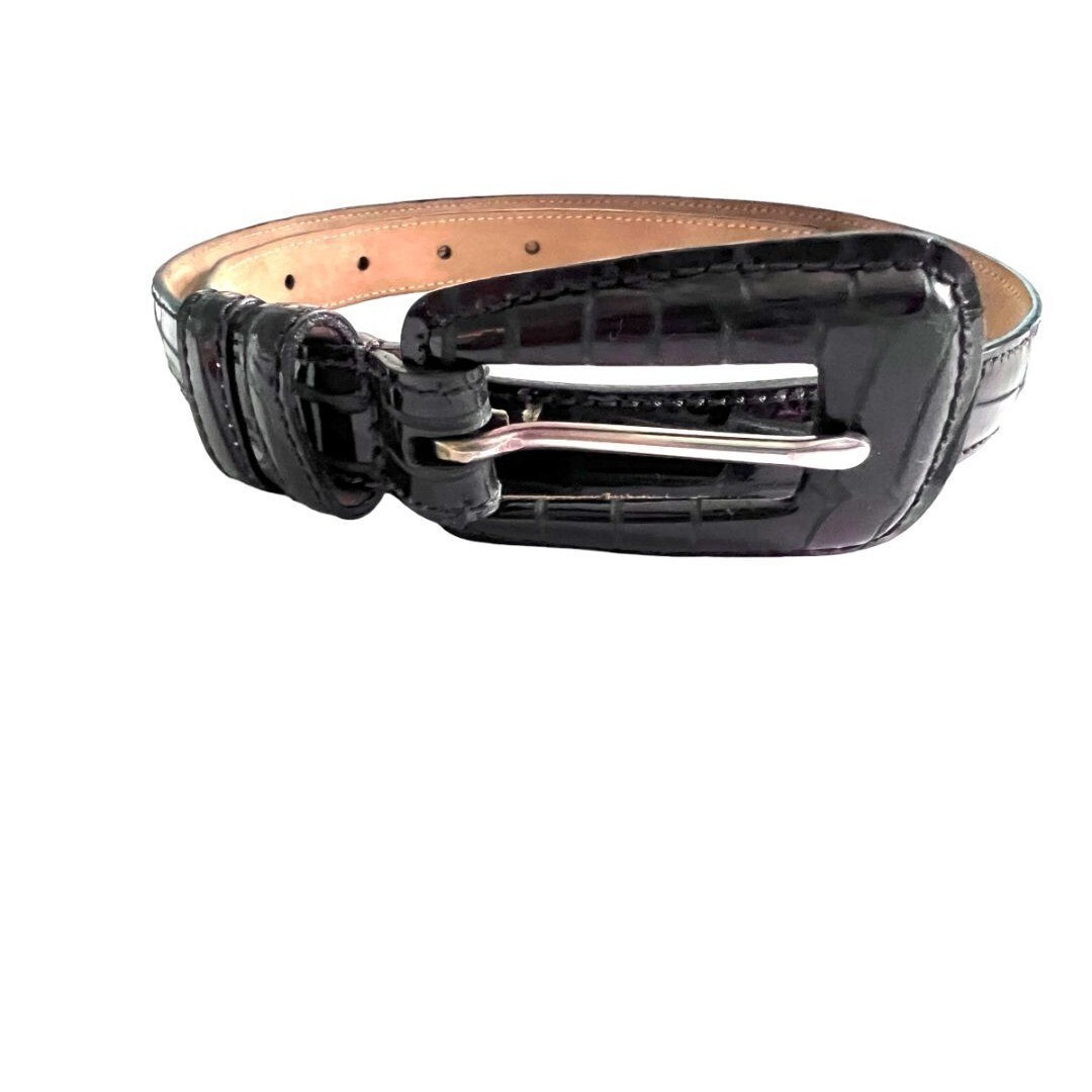 Small WCM New York Croc Brown Italian Calfskin Women display picture 1