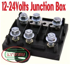  12-24V Universal Junction Box 6 Term. Car, Truck, Bus, Boat 5/16"(8mm) Stud