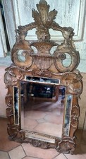 Miroir parecloses et fronton en bois Louis XIV XVIIème XVIIIéme miroir mercure