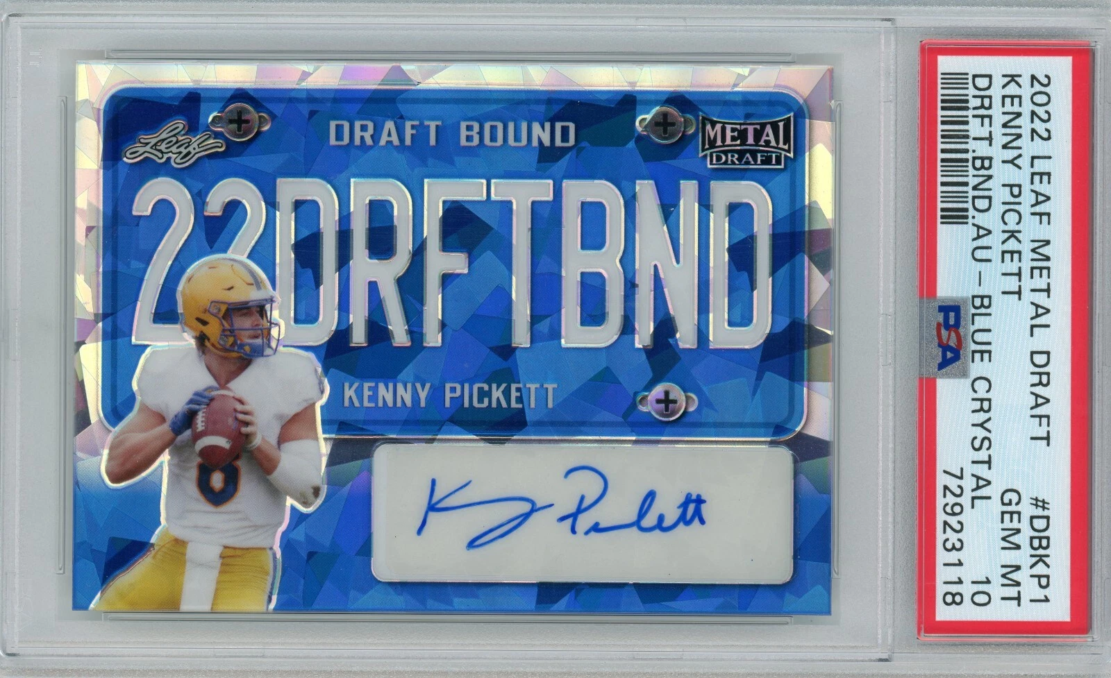Kenny Pickett Leaf Metal Draft Draft Bound Autographs #DBKP1 Blue Crystal