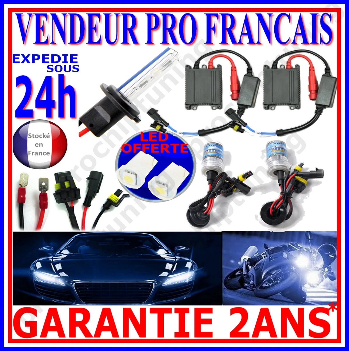2 Ampoules LED HB3/9005 - 24W 6000K Blanc - 6000 Lumens - IP65 - 12/24V