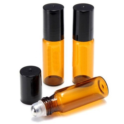 10Pcs 5/10ml Amber Roll On Glass Bottles Roller Ball For ...