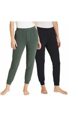  Eddie Bauer Women's 2 Pack Fleece Lounge Joggers CLOVER BLACK 5